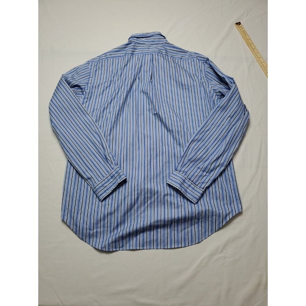 Ralph Lauren Adult Mens XL Blue Striped Classic Fit Long Sleeve Button Up Shirt - Picture 7 of 9